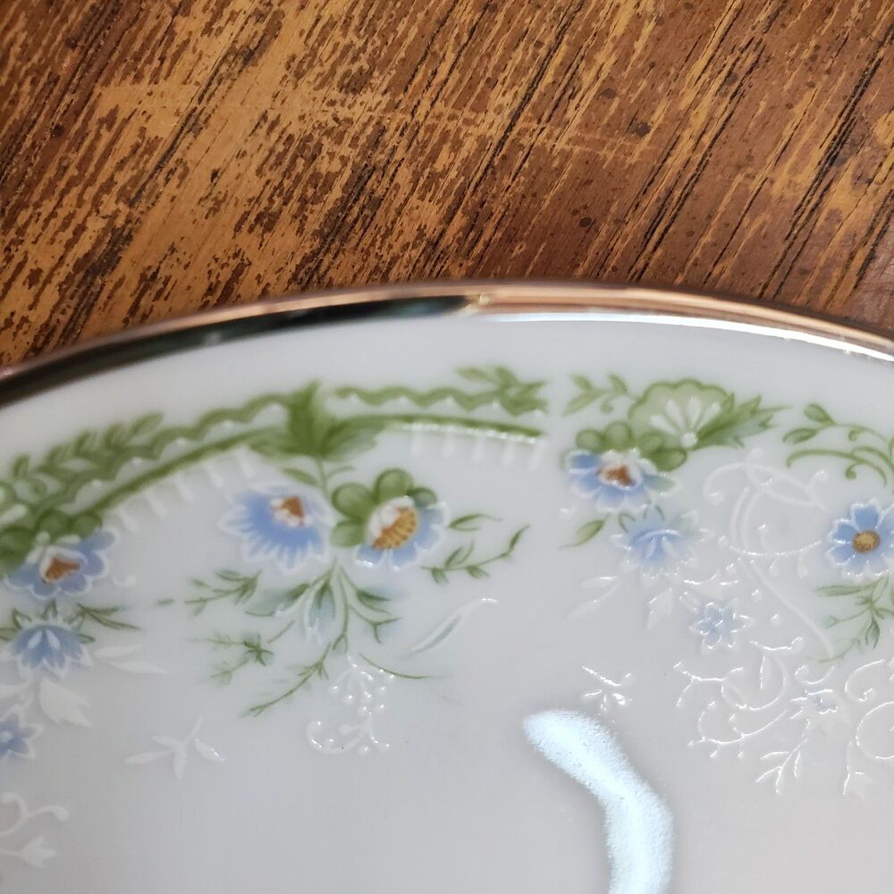 Vintage Noritake Dee 2212 Bone China Saucers Blue Green Floral Japan Lot of 3 - Picture 3 of 9